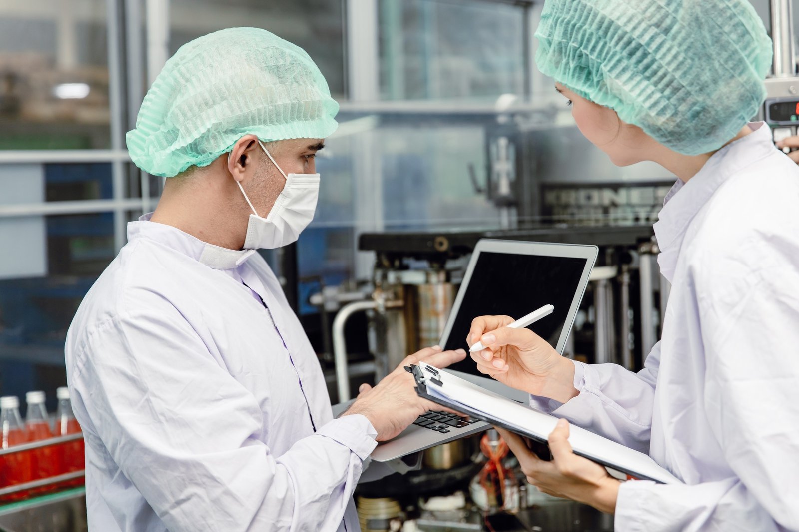 Quality control and food safety team inspection the product standard in the food and drink factory